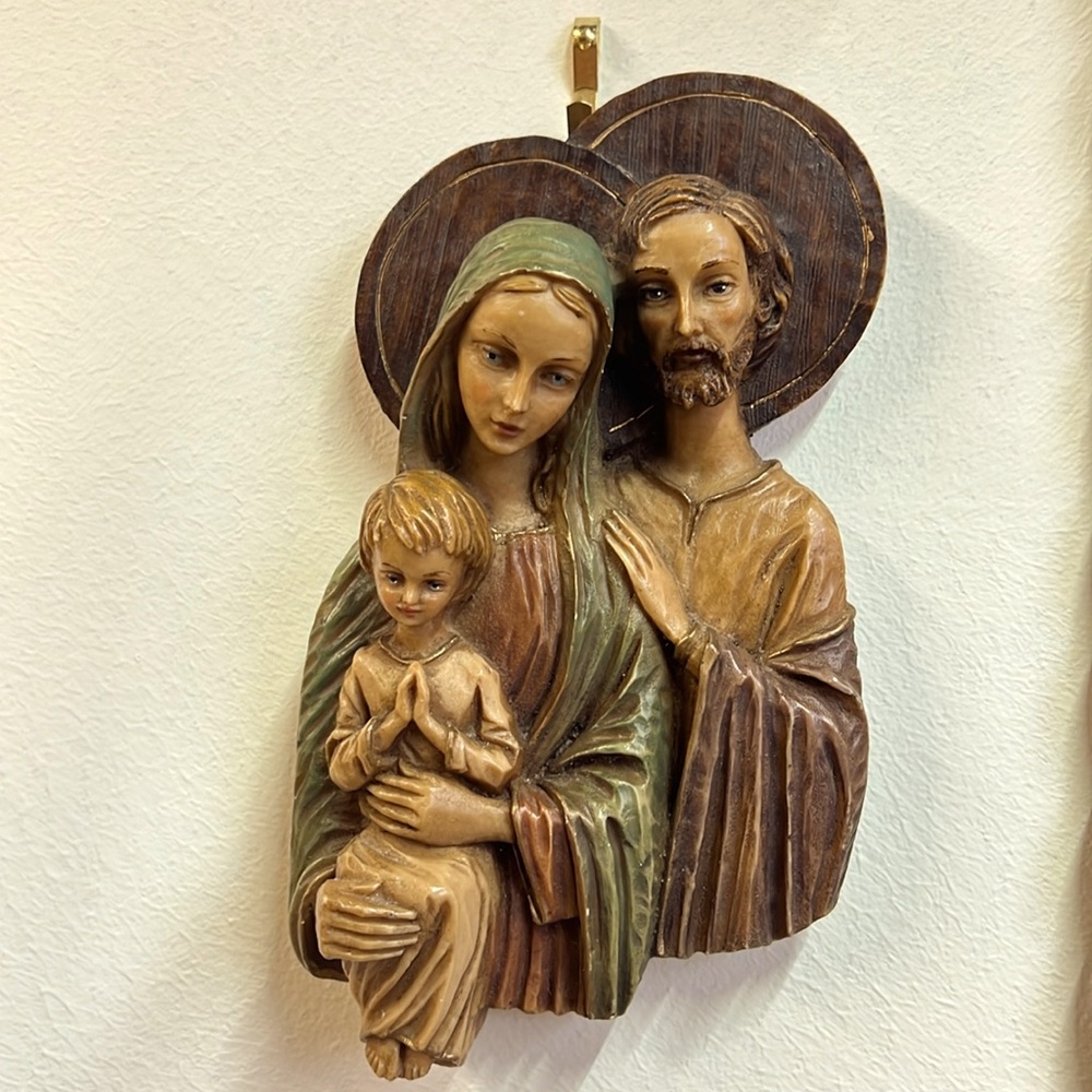 Italian vintage Jesus, Mary, Joseph resin sculpture